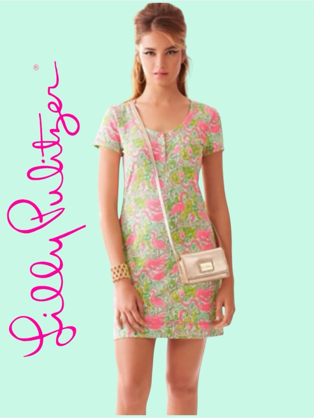 Lilly Pulitzer • Hot Wings Britton Henley T-Shirt Dress || Large 🦩